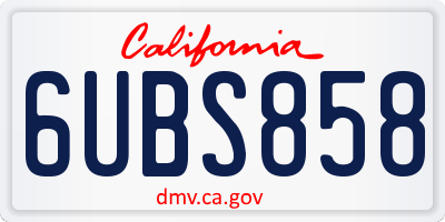 CA license plate 6UBS858