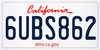 CA license plate 6UBS862