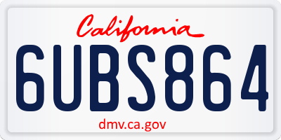 CA license plate 6UBS864