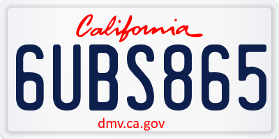 CA license plate 6UBS865