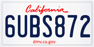 CA license plate 6UBS872