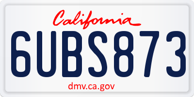 CA license plate 6UBS873