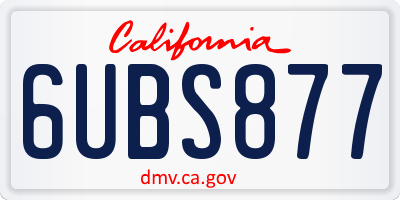 CA license plate 6UBS877