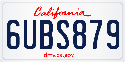 CA license plate 6UBS879
