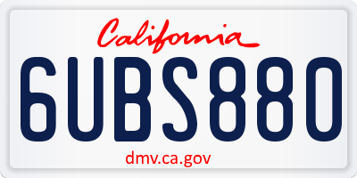 CA license plate 6UBS880