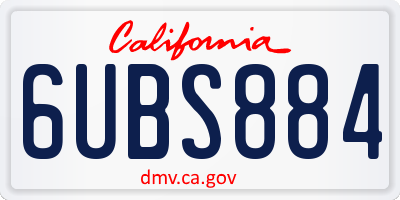 CA license plate 6UBS884