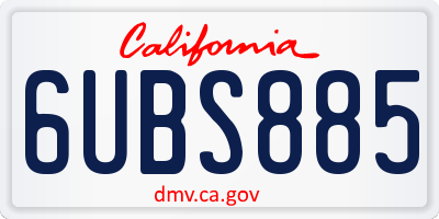 CA license plate 6UBS885