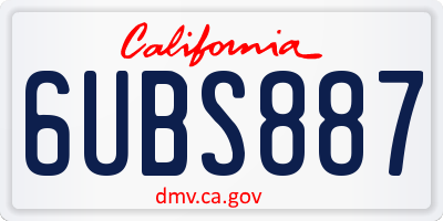CA license plate 6UBS887