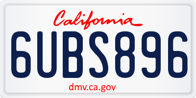 CA license plate 6UBS896
