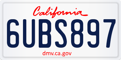 CA license plate 6UBS897