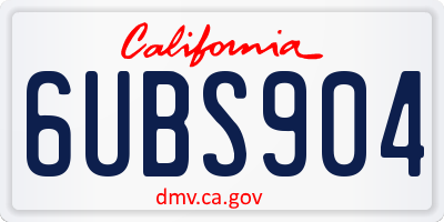 CA license plate 6UBS904