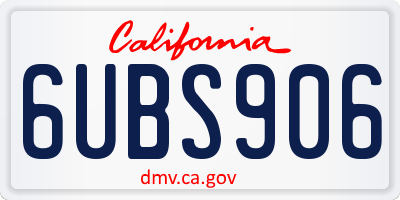 CA license plate 6UBS906