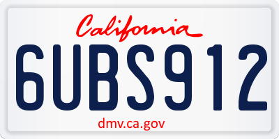 CA license plate 6UBS912