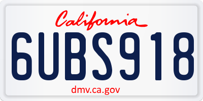 CA license plate 6UBS918