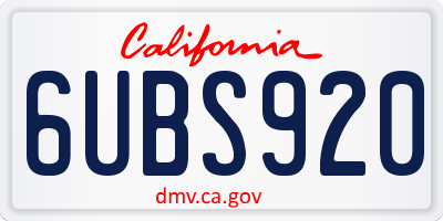 CA license plate 6UBS920