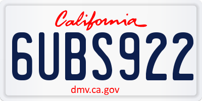 CA license plate 6UBS922