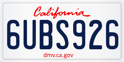 CA license plate 6UBS926