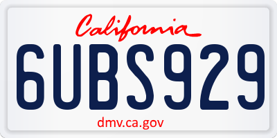 CA license plate 6UBS929