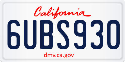 CA license plate 6UBS930