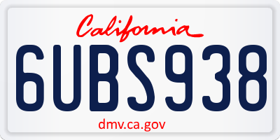 CA license plate 6UBS938