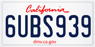 CA license plate 6UBS939