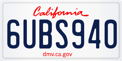CA license plate 6UBS940