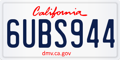 CA license plate 6UBS944