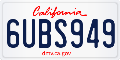 CA license plate 6UBS949