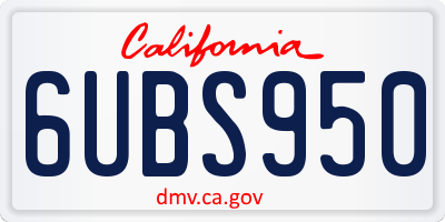 CA license plate 6UBS950