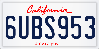 CA license plate 6UBS953