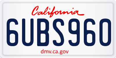CA license plate 6UBS960