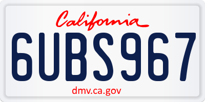 CA license plate 6UBS967