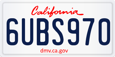 CA license plate 6UBS970