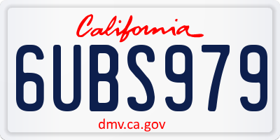 CA license plate 6UBS979
