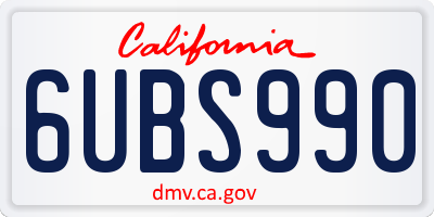 CA license plate 6UBS990