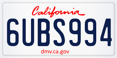 CA license plate 6UBS994