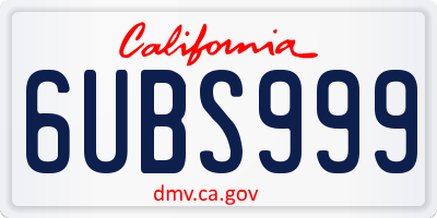 CA license plate 6UBS999