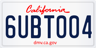 CA license plate 6UBT004