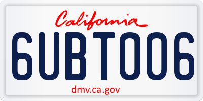 CA license plate 6UBT006