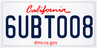 CA license plate 6UBT008