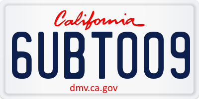 CA license plate 6UBT009