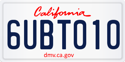 CA license plate 6UBT010