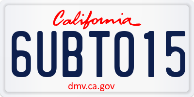 CA license plate 6UBT015