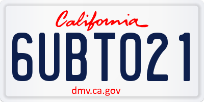 CA license plate 6UBT021