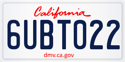 CA license plate 6UBT022