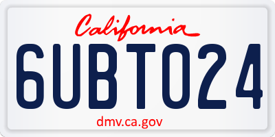 CA license plate 6UBT024