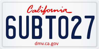 CA license plate 6UBT027