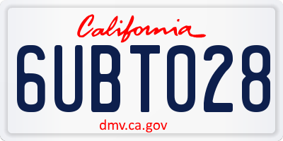 CA license plate 6UBT028