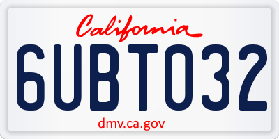 CA license plate 6UBT032
