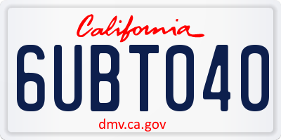 CA license plate 6UBT040